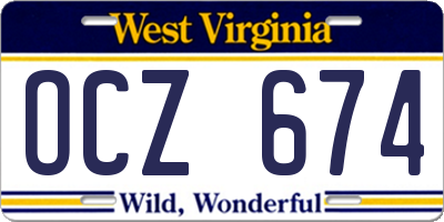 WV license plate OCZ674