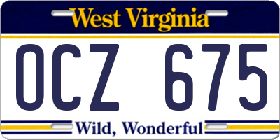 WV license plate OCZ675