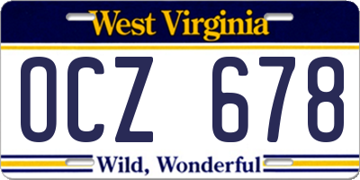 WV license plate OCZ678