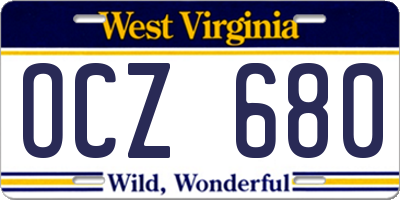 WV license plate OCZ680