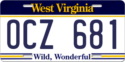 WV license plate OCZ681