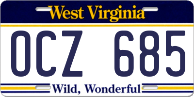 WV license plate OCZ685