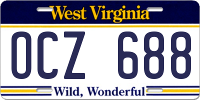 WV license plate OCZ688