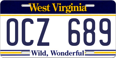WV license plate OCZ689