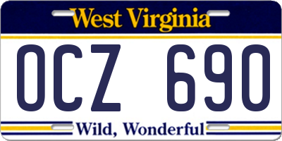 WV license plate OCZ690