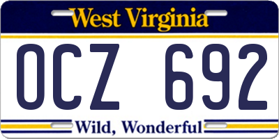 WV license plate OCZ692
