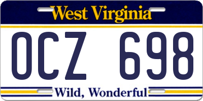 WV license plate OCZ698