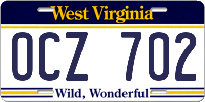 WV license plate OCZ702