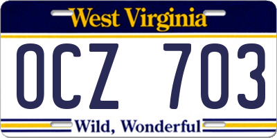 WV license plate OCZ703