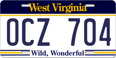 WV license plate OCZ704