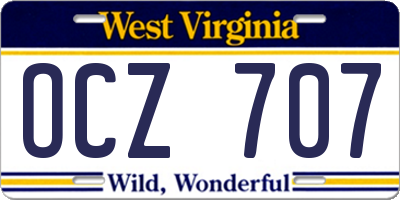 WV license plate OCZ707