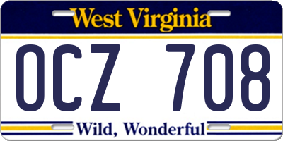 WV license plate OCZ708