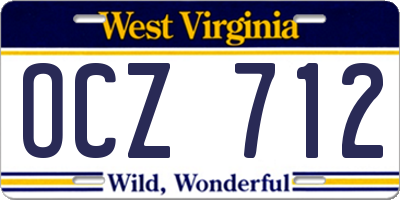WV license plate OCZ712