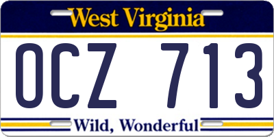 WV license plate OCZ713