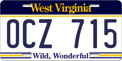WV license plate OCZ715