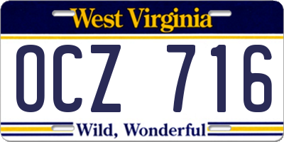 WV license plate OCZ716