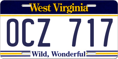 WV license plate OCZ717