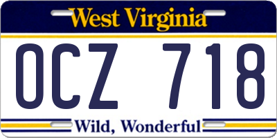 WV license plate OCZ718