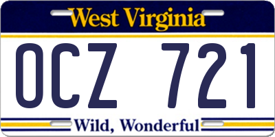WV license plate OCZ721
