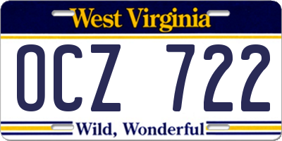 WV license plate OCZ722
