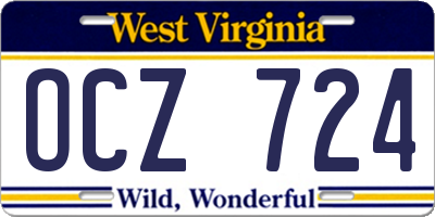 WV license plate OCZ724