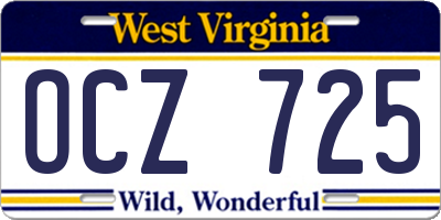 WV license plate OCZ725
