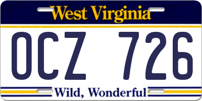 WV license plate OCZ726