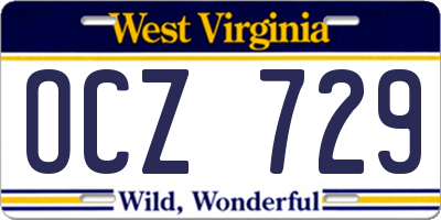 WV license plate OCZ729