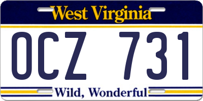 WV license plate OCZ731