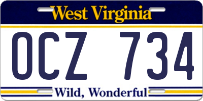 WV license plate OCZ734