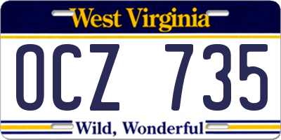 WV license plate OCZ735
