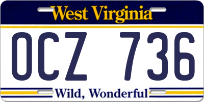 WV license plate OCZ736