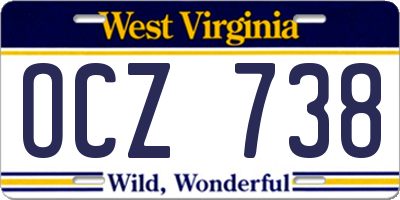 WV license plate OCZ738