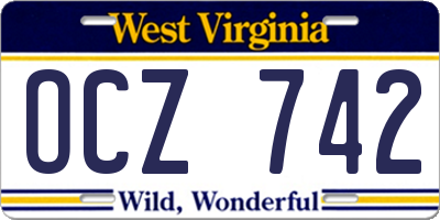 WV license plate OCZ742