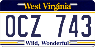 WV license plate OCZ743