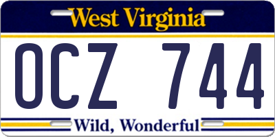 WV license plate OCZ744