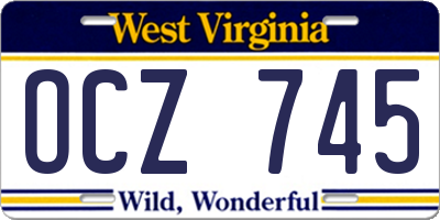 WV license plate OCZ745