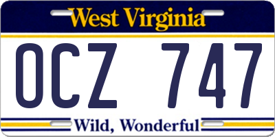 WV license plate OCZ747