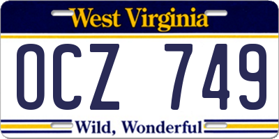 WV license plate OCZ749