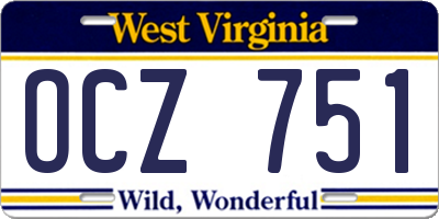 WV license plate OCZ751