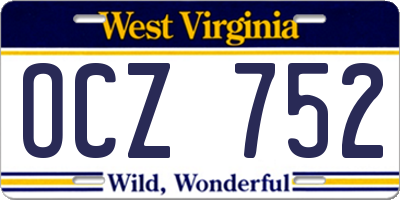 WV license plate OCZ752
