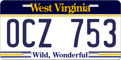 WV license plate OCZ753