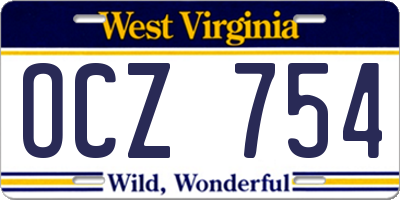 WV license plate OCZ754