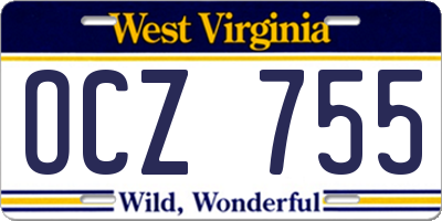 WV license plate OCZ755