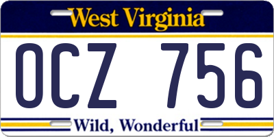WV license plate OCZ756