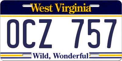 WV license plate OCZ757