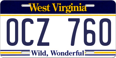 WV license plate OCZ760