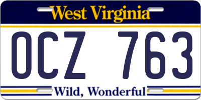 WV license plate OCZ763