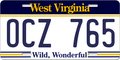 WV license plate OCZ765