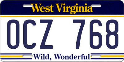 WV license plate OCZ768